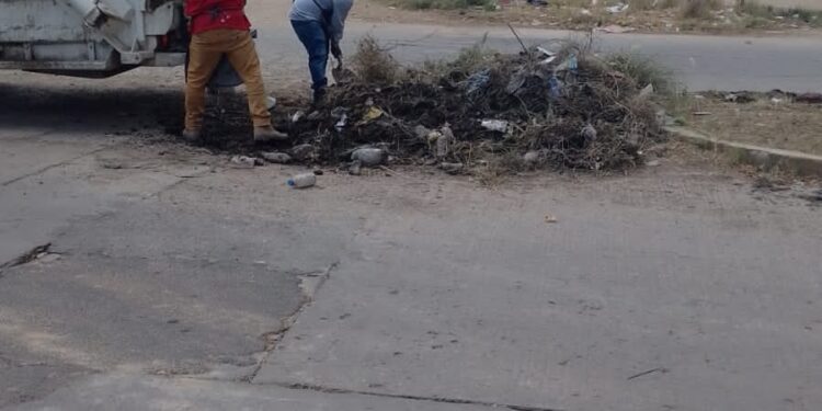 SERVICIOS MUNICIPALES DE SOLEDAD REALIZA LIMPIEZA DEL CANALÓN EN LA CARRETERA MATEHUALA.