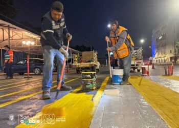 INTENSO TRABAJO NOCTURNO EN EL CENTRO HISTÓRICO DE SAN LUIS CAPITAL